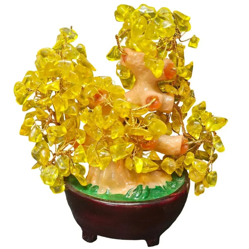 Feng Shui Citrine Gem Tree & Coins Symbolizes Good Fortune Wealth & Prosperity